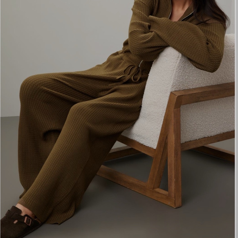 We Wore What x RTR Dark Green Knit Jumpsuit Leisuresuit Size XL *flawed*